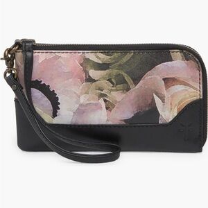 NWT FRYE Effie Black Floral Printed Wristlet